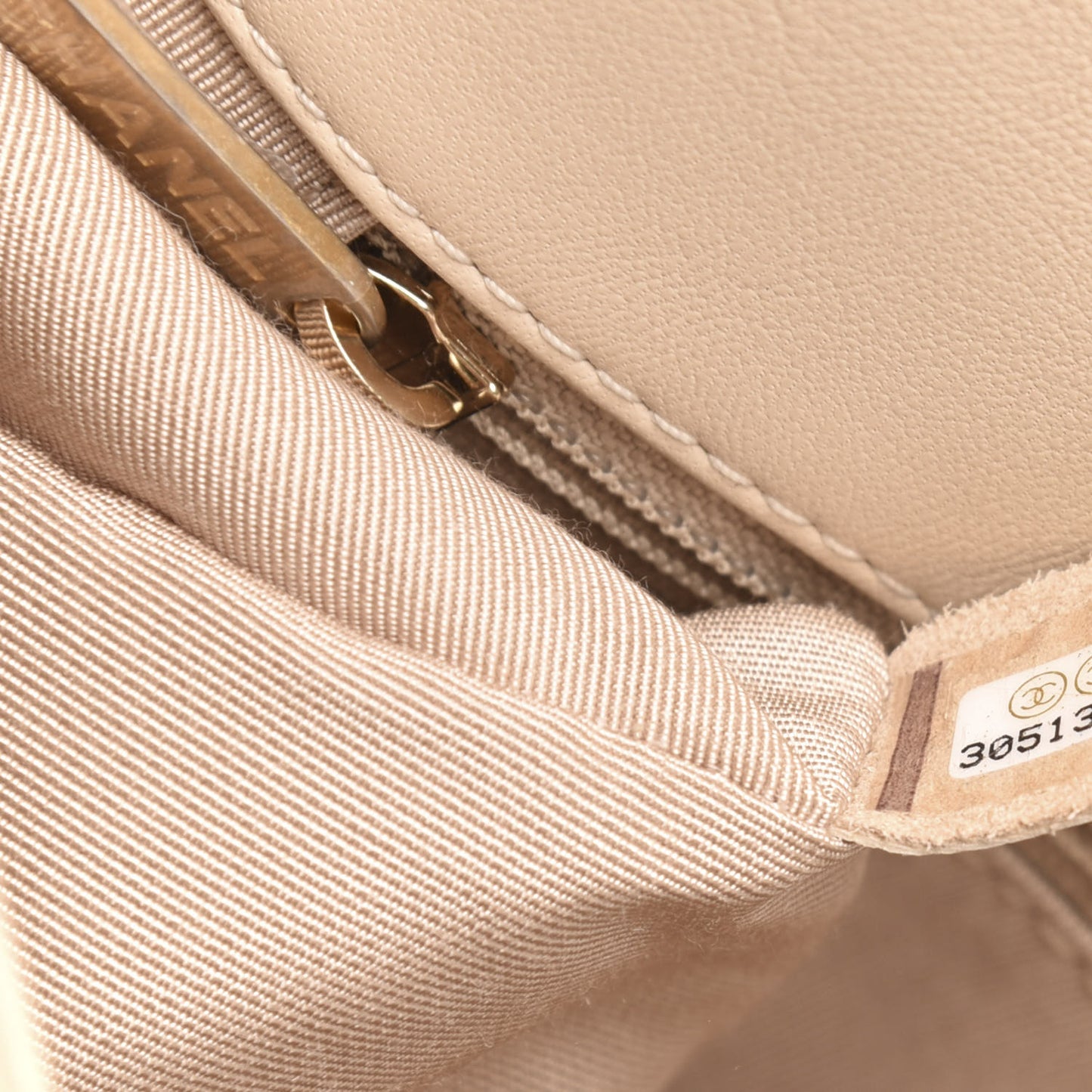 Lambskin Quilted Large 19 Flap Beige