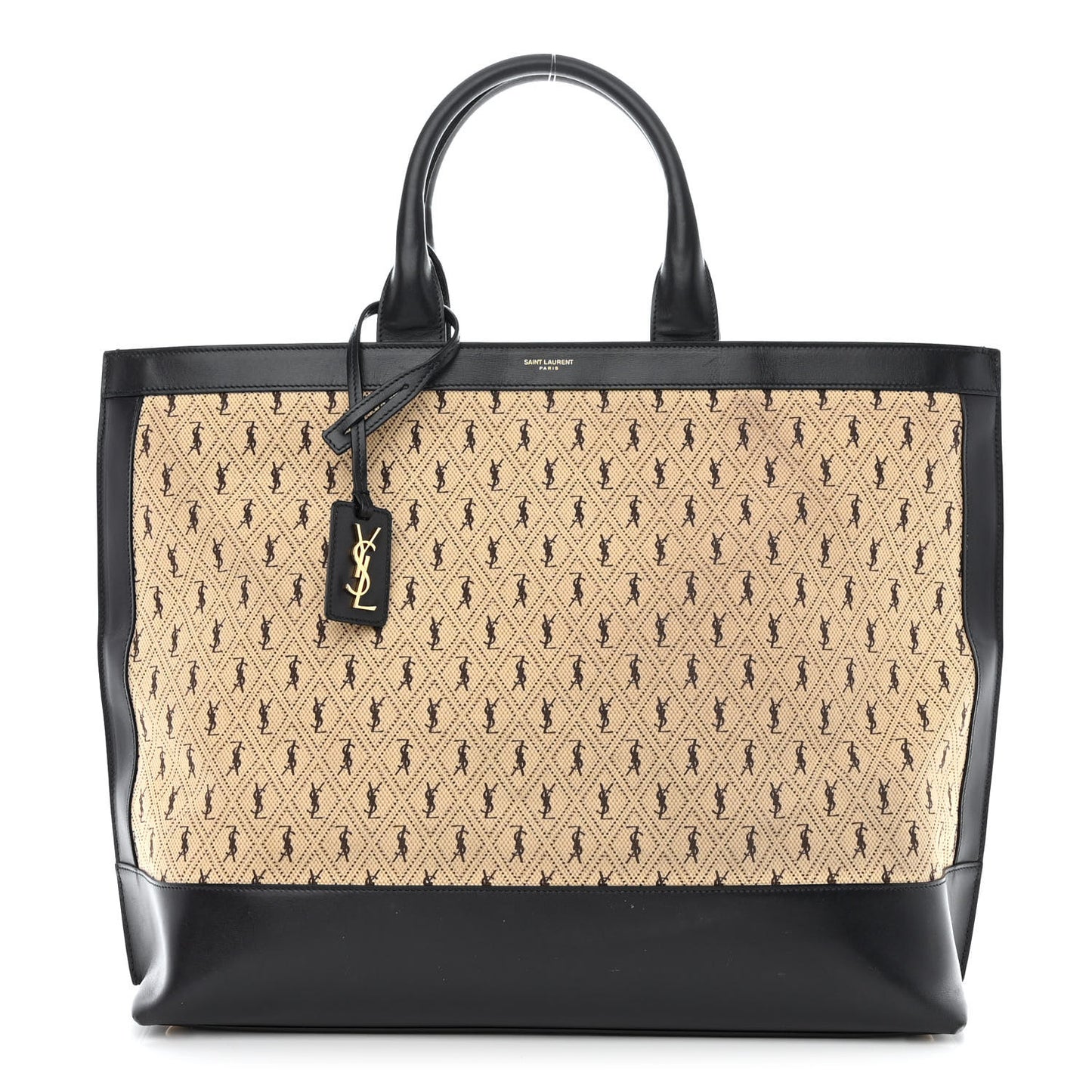 Canvas All-Over Monogram Cabas Tote Beige Black