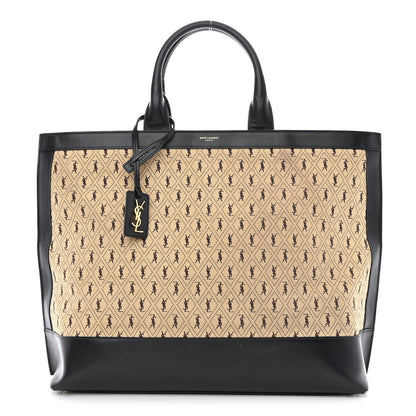Saint Laurent Canvas All-Over Monogram Cabas Tote Beige Black 1 of 10