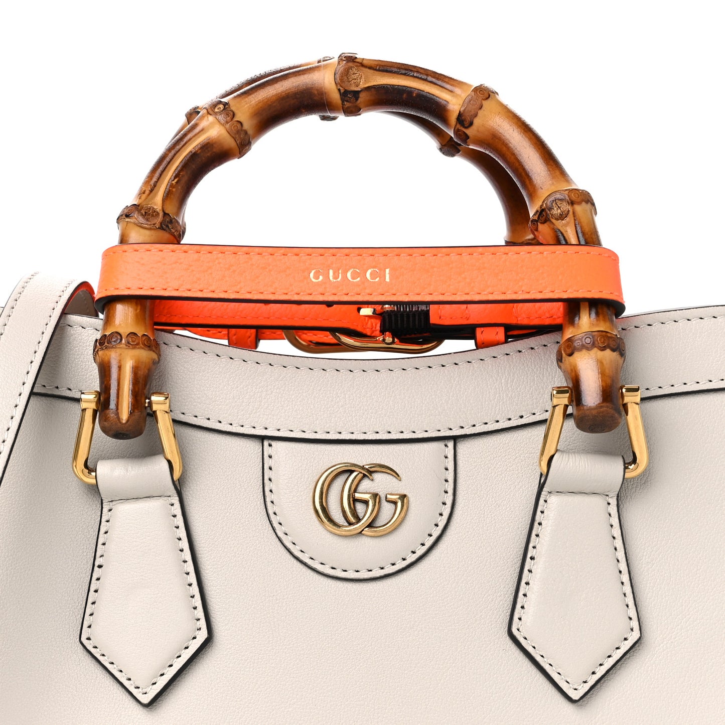Wonka Grain Calfskin Small Diana Tote Bag Mystic White Orange Fluo