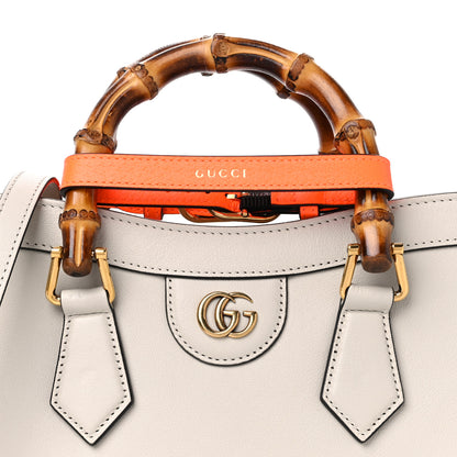Gucci Wonka Grain Calfskin Small Diana Tote Bag Mystic White Orange Fluo 8 of 10