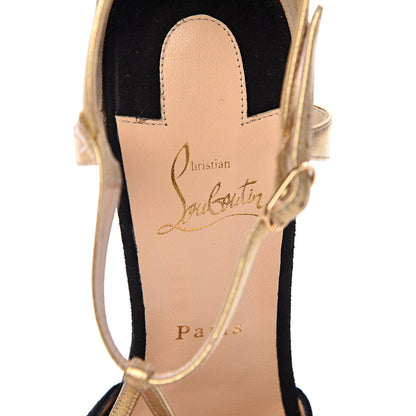 Christian Louboutin Suede Nappa Laminato Glennalta 150 Pumps 41 Black Gold 6 of 17