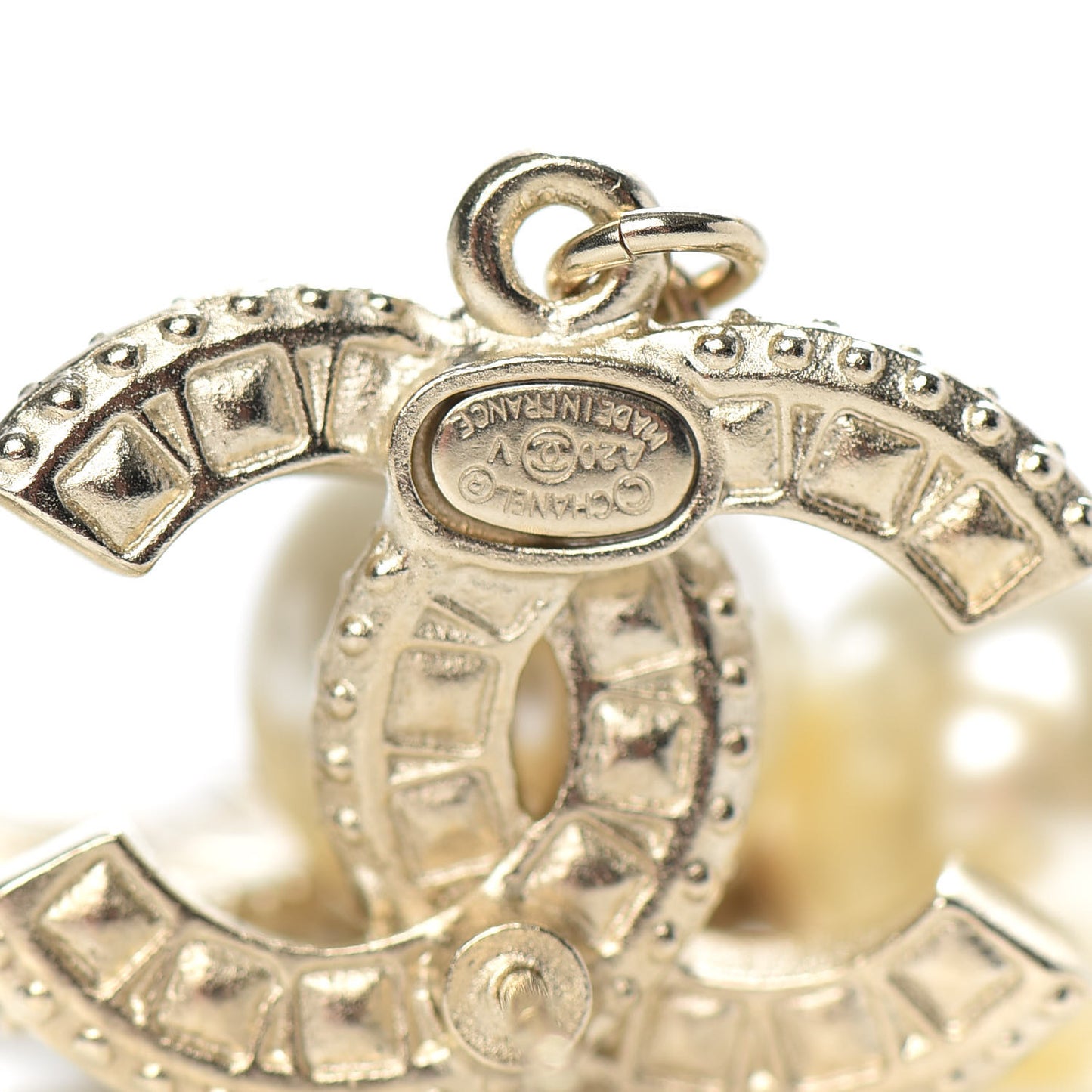 Crystal Pearl CC Drop Earrings Gold
