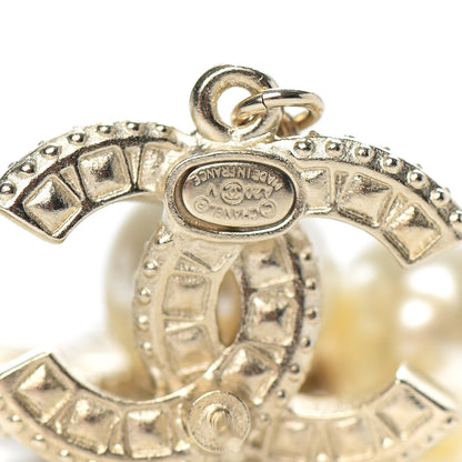Chanel Crystal Pearl CC Drop Earrings Gold 4 of 5