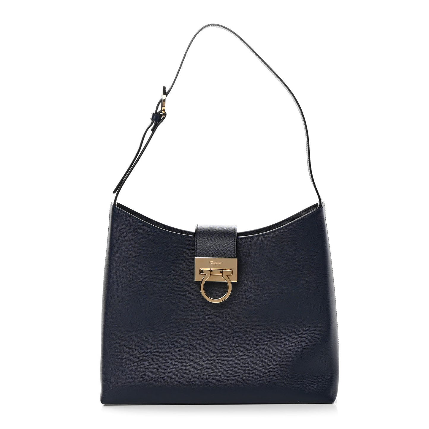 Hammered Calfskin Trifolio Shoulder Bag Navy