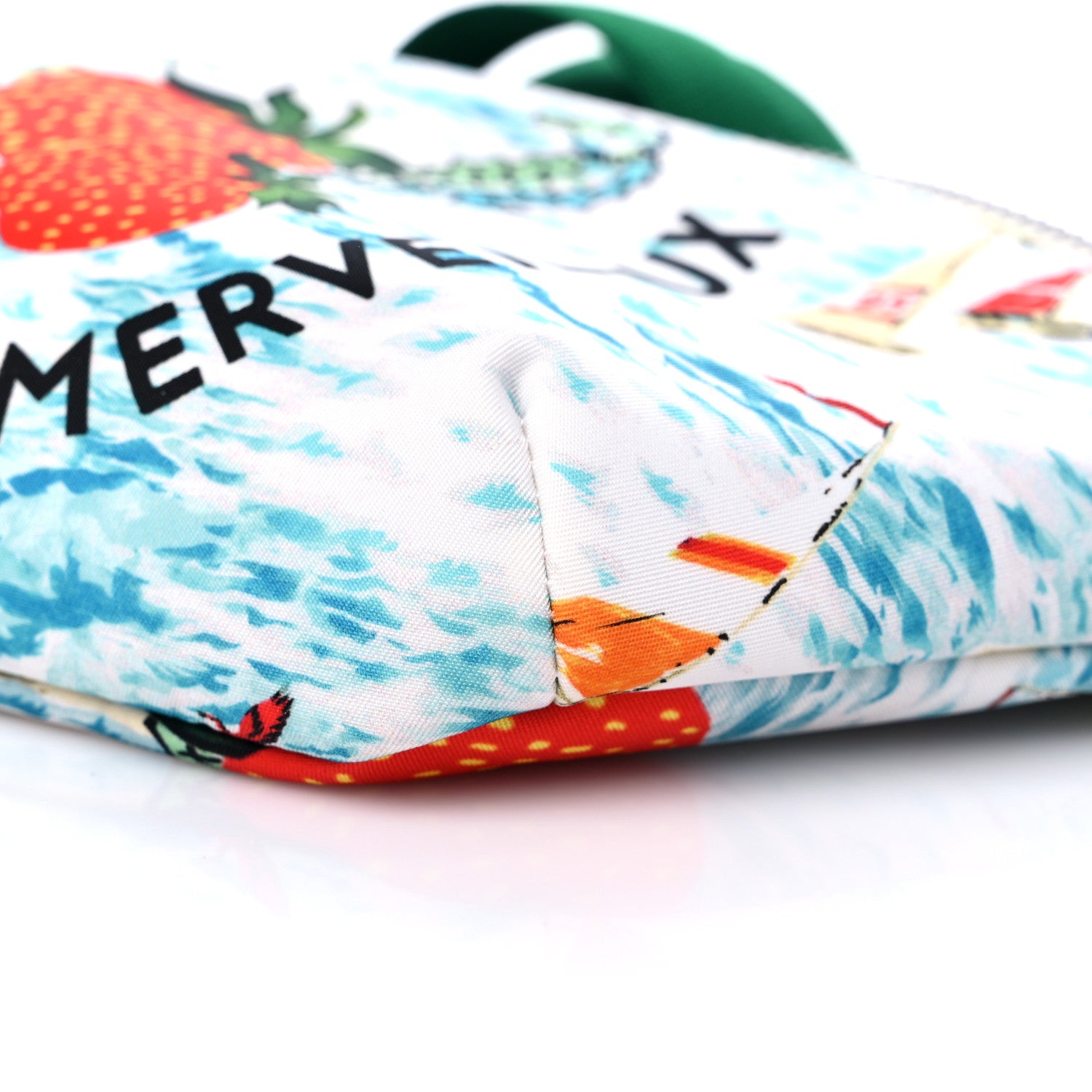 Gucci Nylon Merveilleux Strawberry Print Childrens Belt Bag Light Blue Red Dusty White 10 of 10