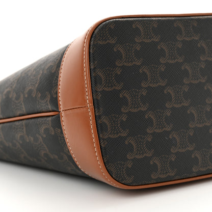 Celine Triomphe Canvas Calfskin Small Bucket Bag Tan 9 of 13