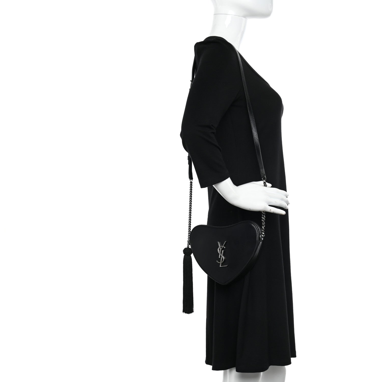 Saint Laurent Calfskin Small Monogram Love Shoulder Bag Black 3 of 12