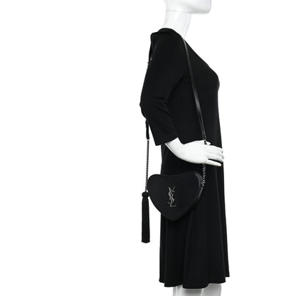 Saint Laurent Calfskin Small Monogram Love Shoulder Bag Black 3 of 12
