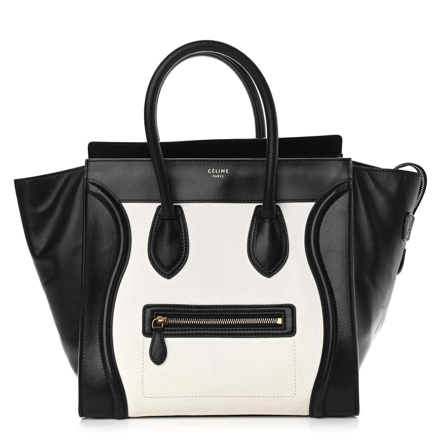 Celine Bullhide Calfskin Mini Bi-Color Luggage Black White 1 of 12
