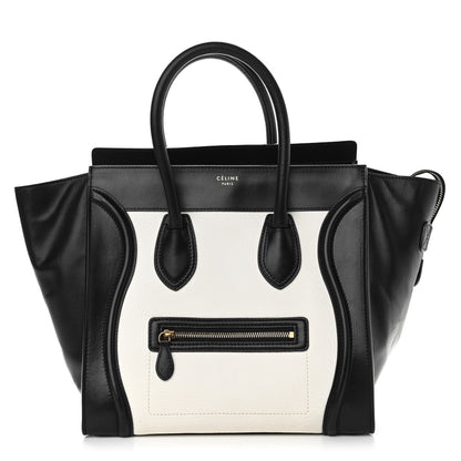 Celine Bullhide Calfskin Mini Bi-Color Luggage Black White 1 of 12