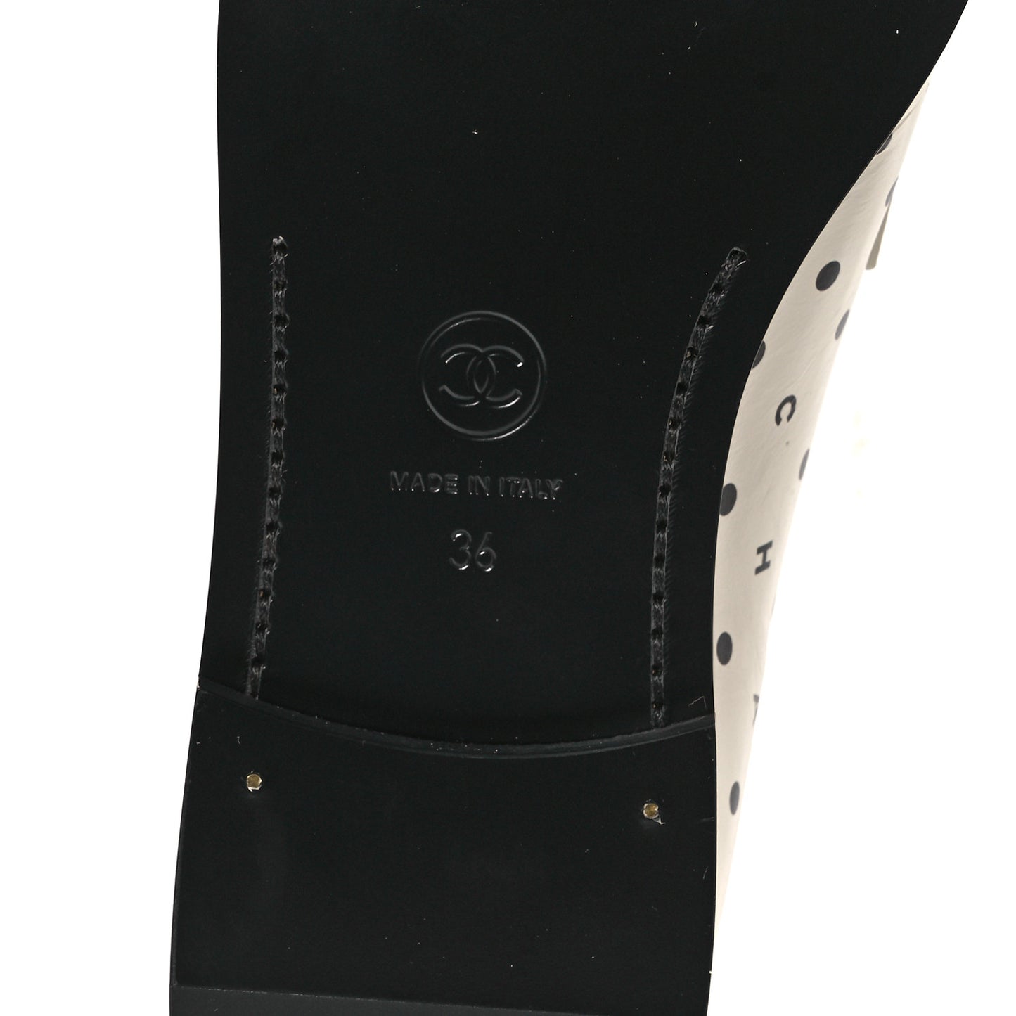 Printed Calfskin CC Dots Moccasin Loafers 36 Ivory Black