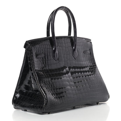 Hermes Shiny Porosus Crocodile Birkin 35 Black 3 of 15