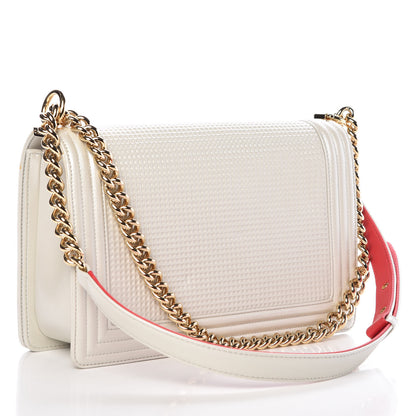 Chanel Lambskin Embossed New Medium Boy Cube Flap White 3 of 11