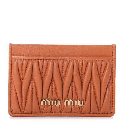Miu Miu Nappa Matelasse Card Case Papaya 1 of 6