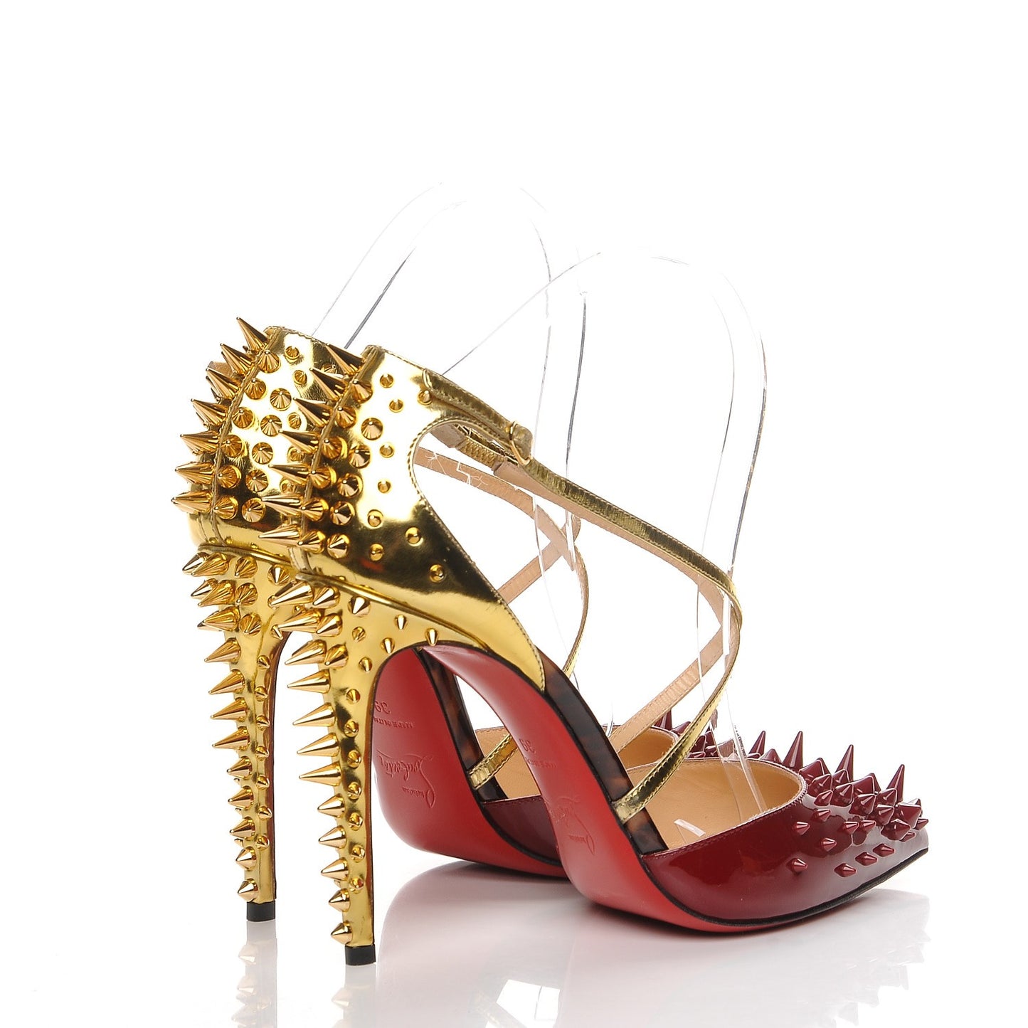 Patent Goldocross Spike 100 Pumps 39 Carmin