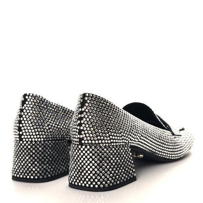 Prada Satin Crystal Metal Triangle Logo 45mm Block Heel Loafers 40 Cristal 5 of 8