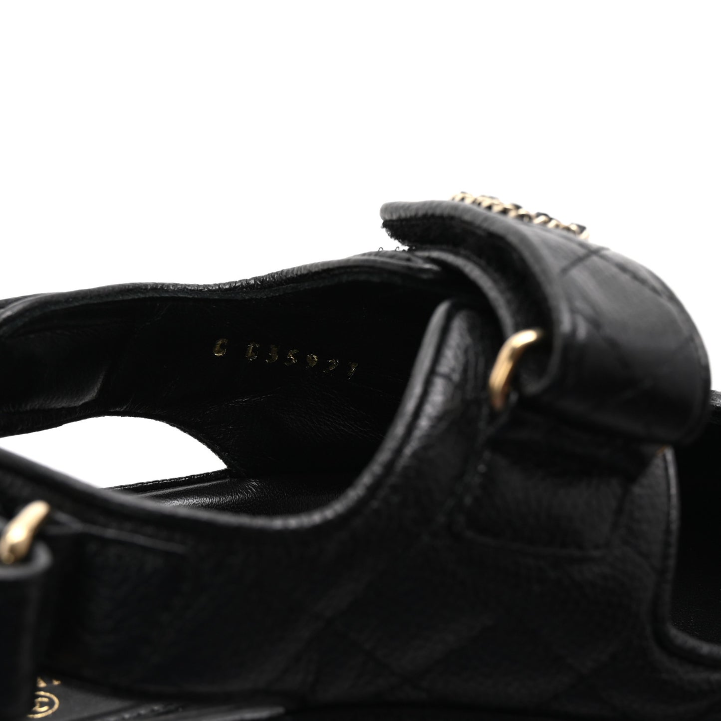 Grained Calfskin Velcro Dad Sandals 37.5 Black