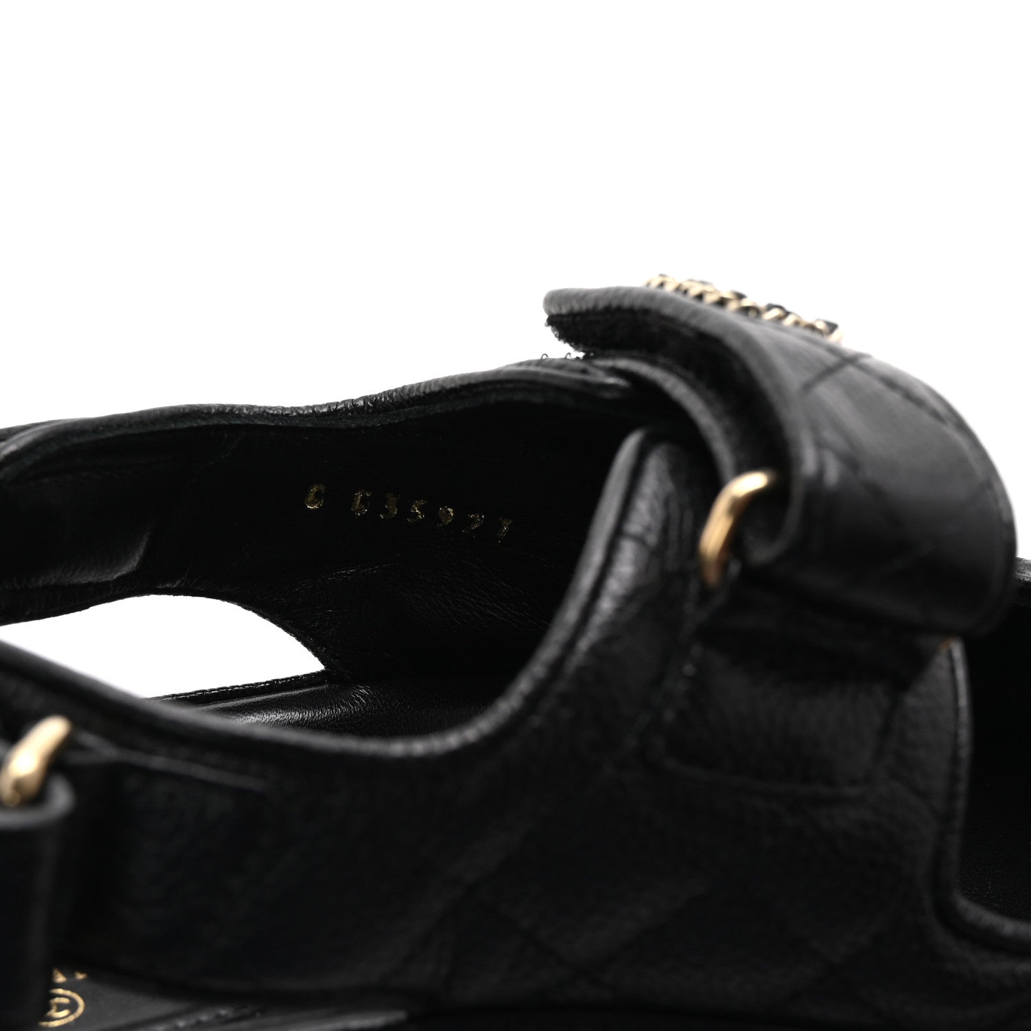 Chanel Grained Calfskin Velcro Dad Sandals 37.5 Black 9 of 10