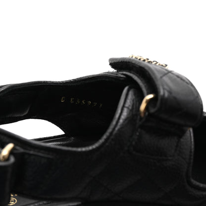 Chanel Grained Calfskin Velcro Dad Sandals 37.5 Black 9 of 10