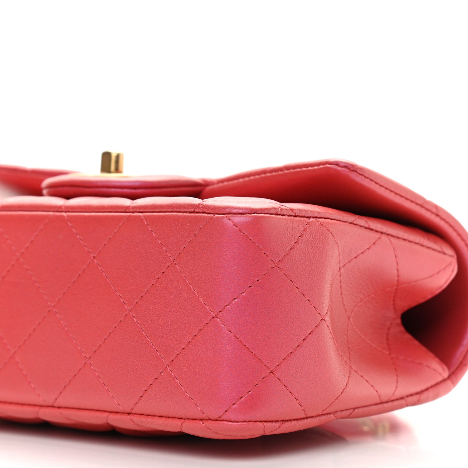 Chanel Iridescent Lambskin Quilted Mini Top Handle Rectangular Flap Red 9 of 9