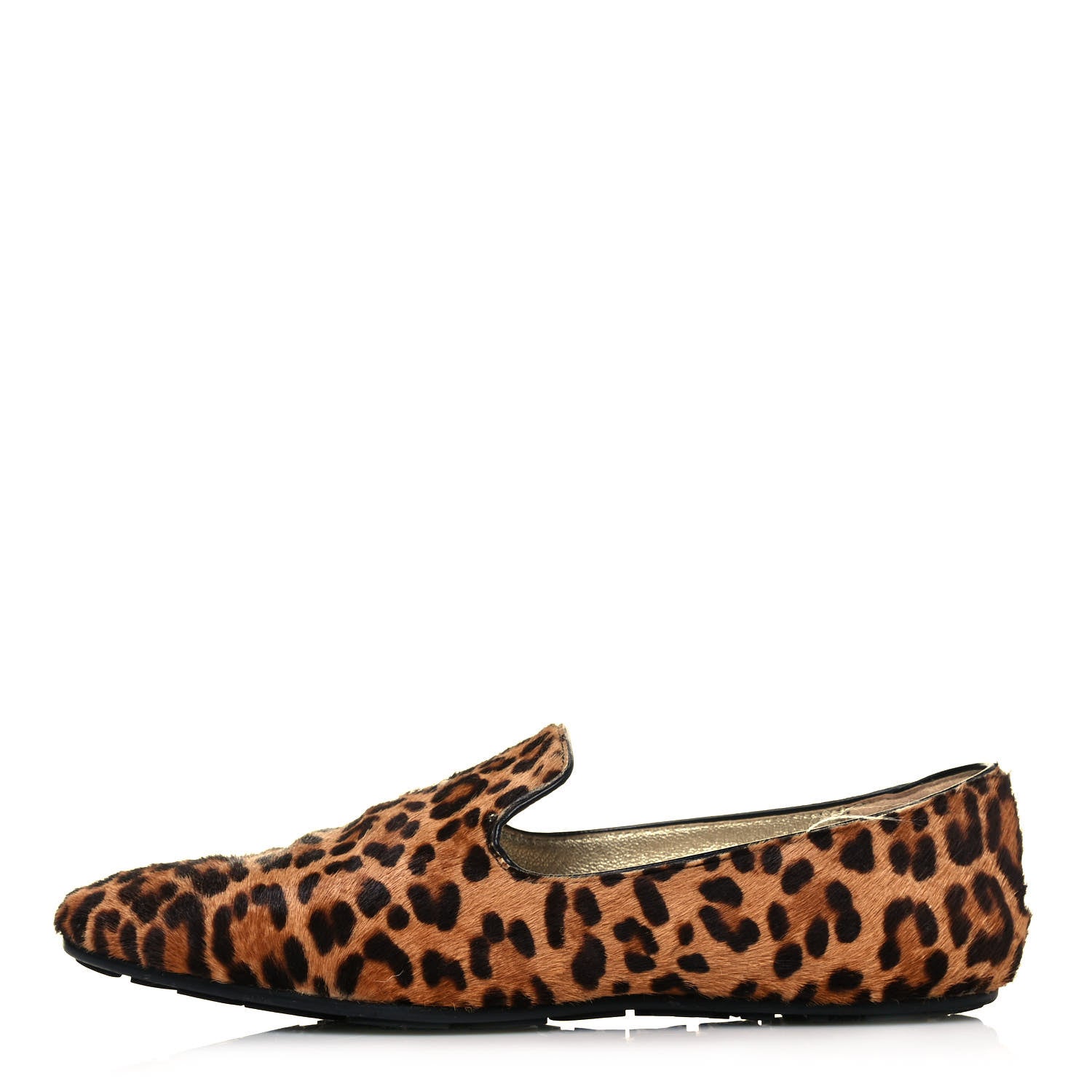 Jimmy Choo Pony Hair Leopard Print Wheel Jazz Flats 37.5 Brown 1 of 9