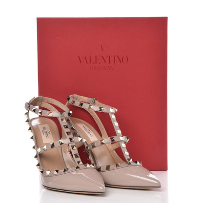 Valentino Garavani Patent Rockstud Ankle Strap Pumps 39 Poudre 9 of 9