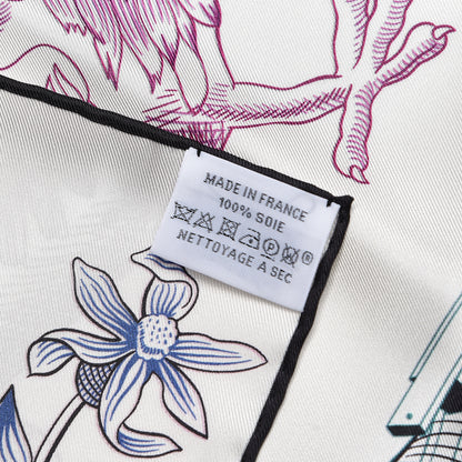 Hermes Silk Della Cavalleria Favolosa Reversible Scarf 90 Blanc Rouge Marine 4 of 4