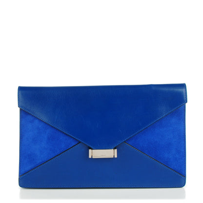 Celine Box Calfskin Suede Diamond Clutch Electric Blue 1 of 8