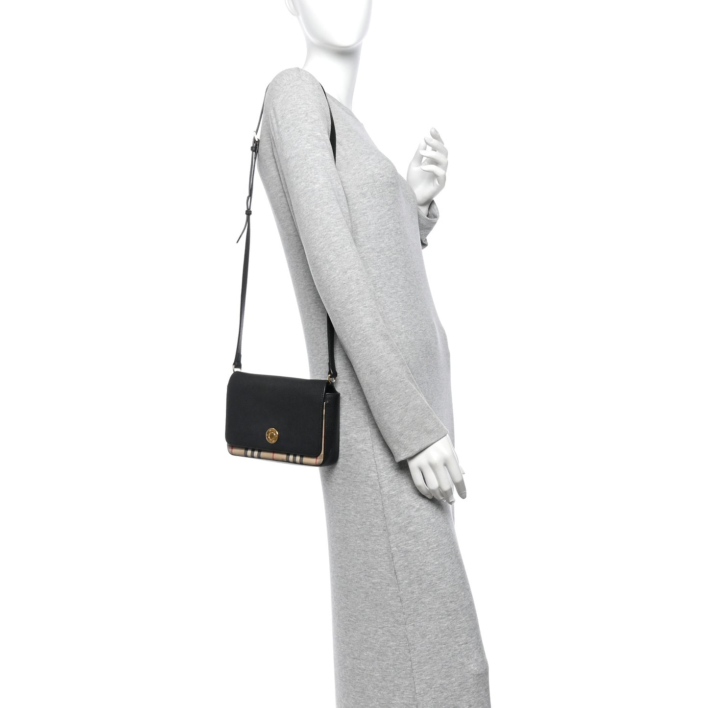 Grainy Calfskin Vintage Check Hampshire Crossbody Black