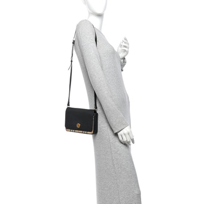 Burberry Grainy Calfskin Vintage Check Hampshire Crossbody Black 2 of 14