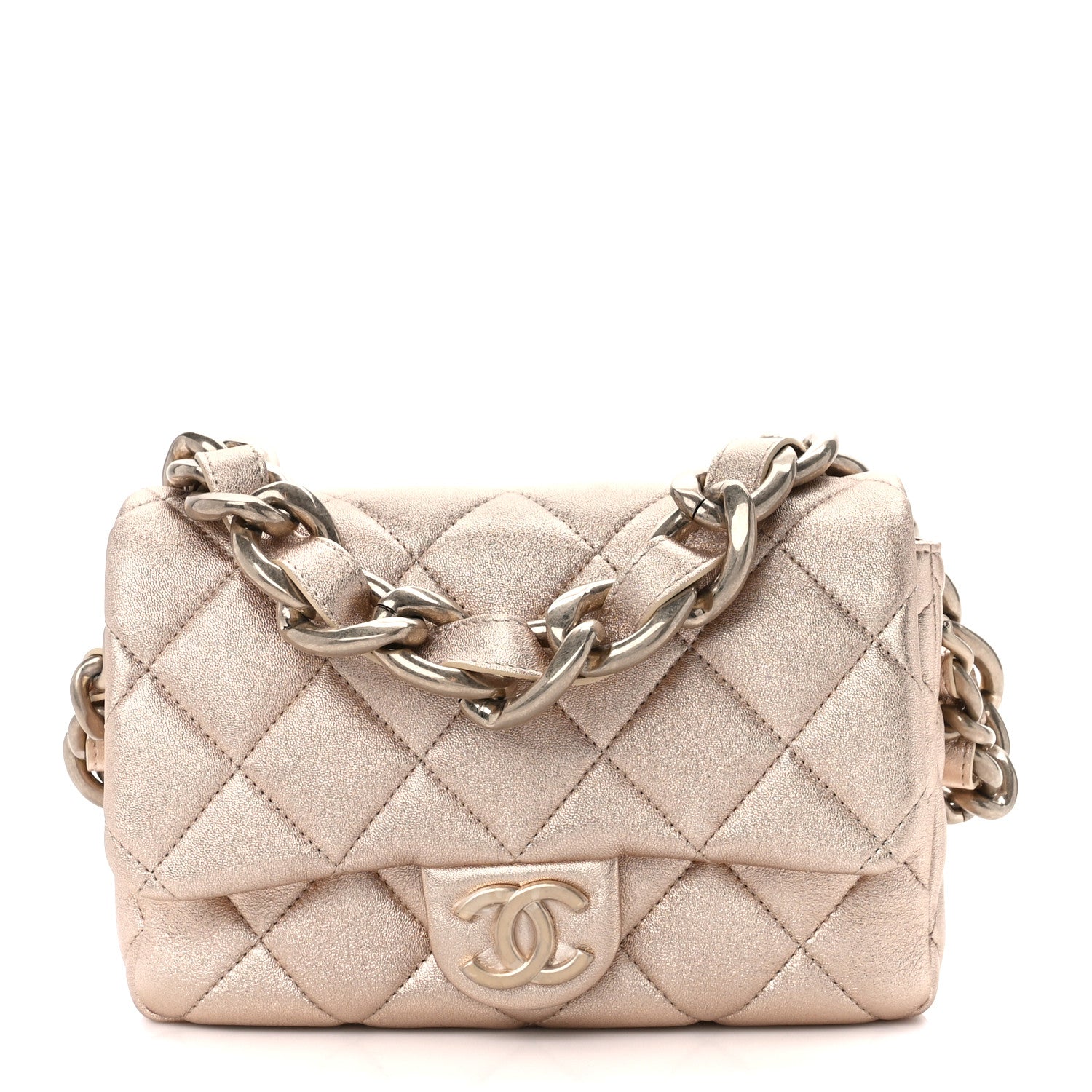 Chanel Metallic Lambskin Lacquered Quilted Small Flap Gold 1 of 12