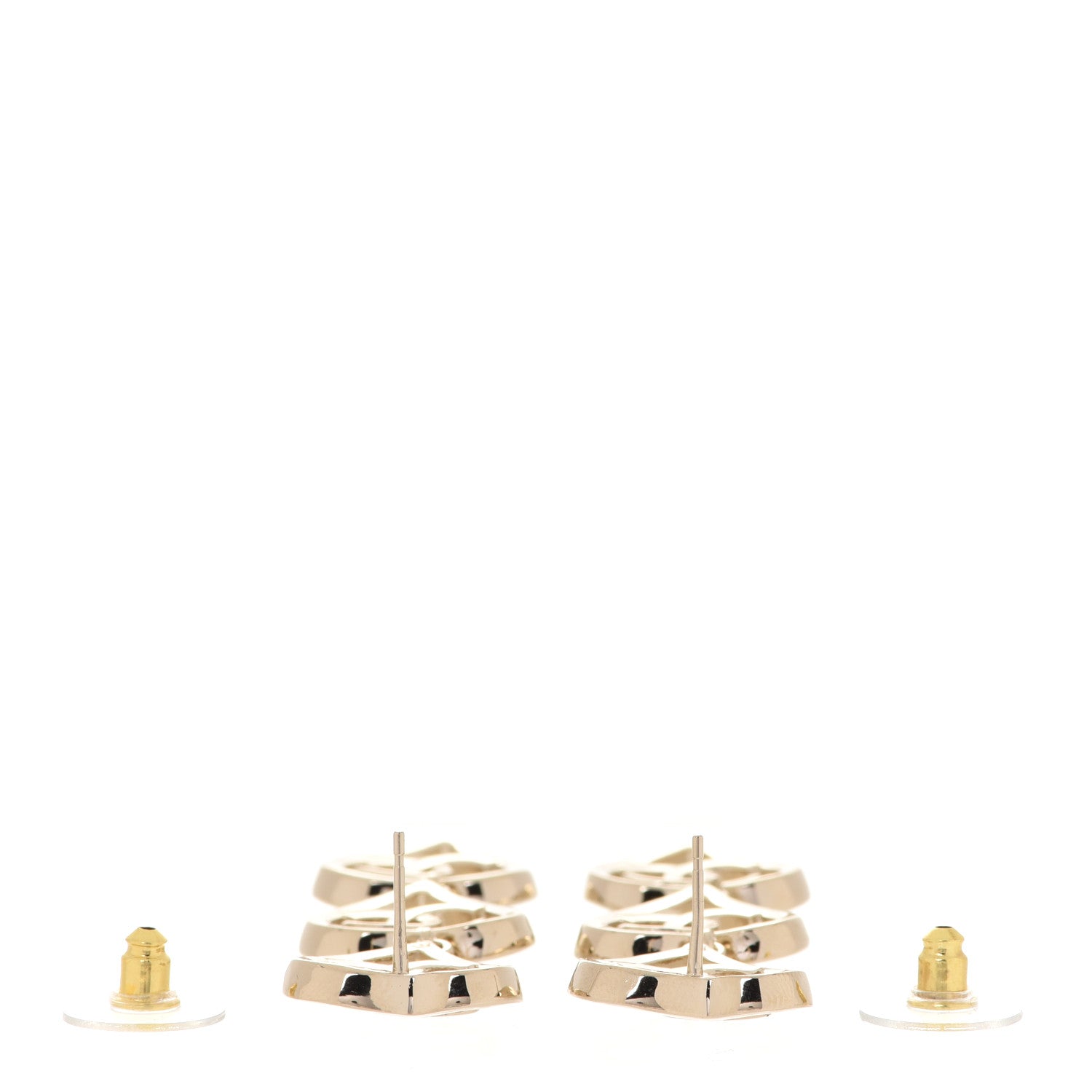 Chanel Metal CC Triple Heart Coco In Love Drop Earrings Gold 3 of 5