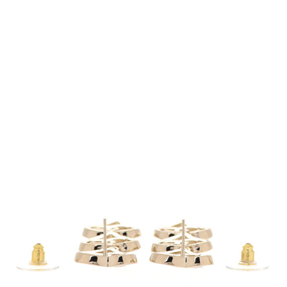 Chanel Metal CC Triple Heart Coco In Love Drop Earrings Gold 3 of 5