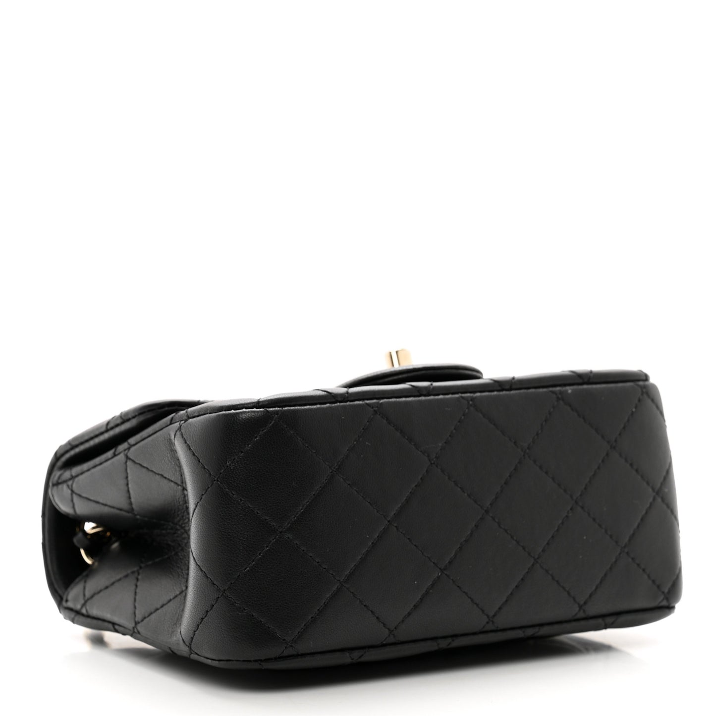 Lambskin Quilted Enamel Mini Pearl Crush Flap Black