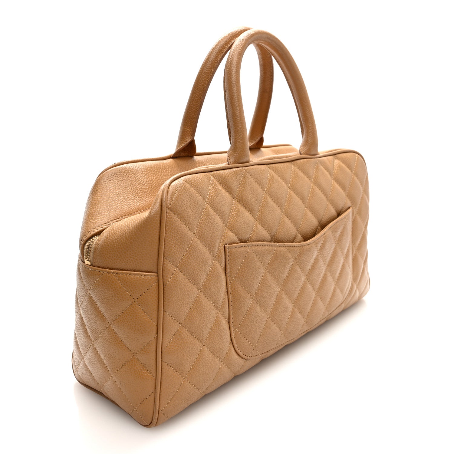 Chanel Caviar Quilted Large Bowler Bag Beige 2 of 9