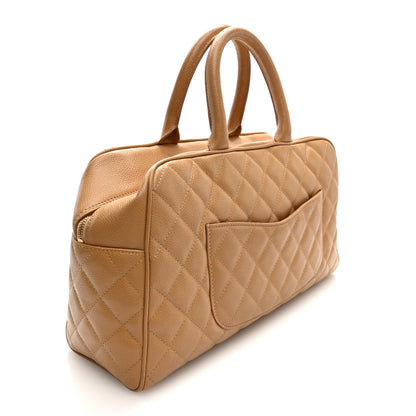 Chanel Caviar Quilted Large Bowler Bag Beige 2 of 9