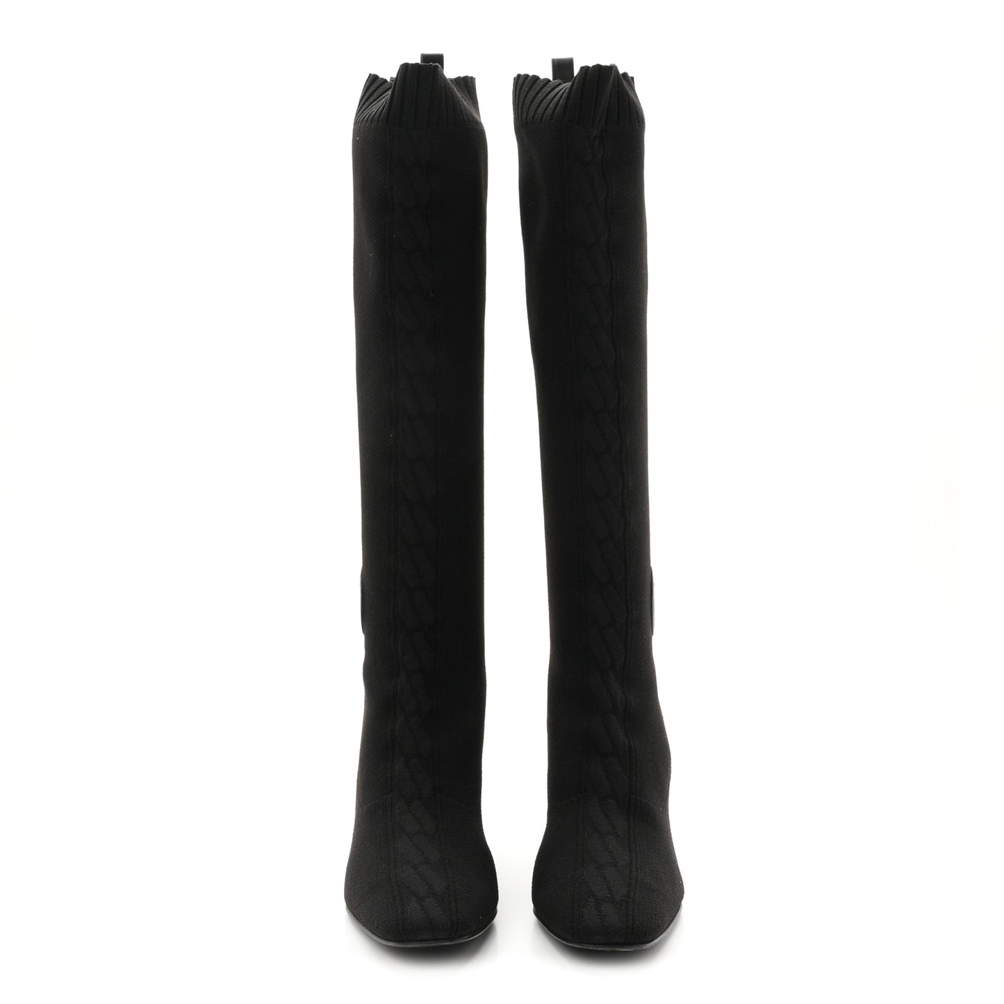 Knit Calfskin Fontaine 60 Boots 37 Black