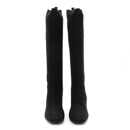 Hermes Knit Calfskin Fontaine 60 Boots 37 Black 3 of 9