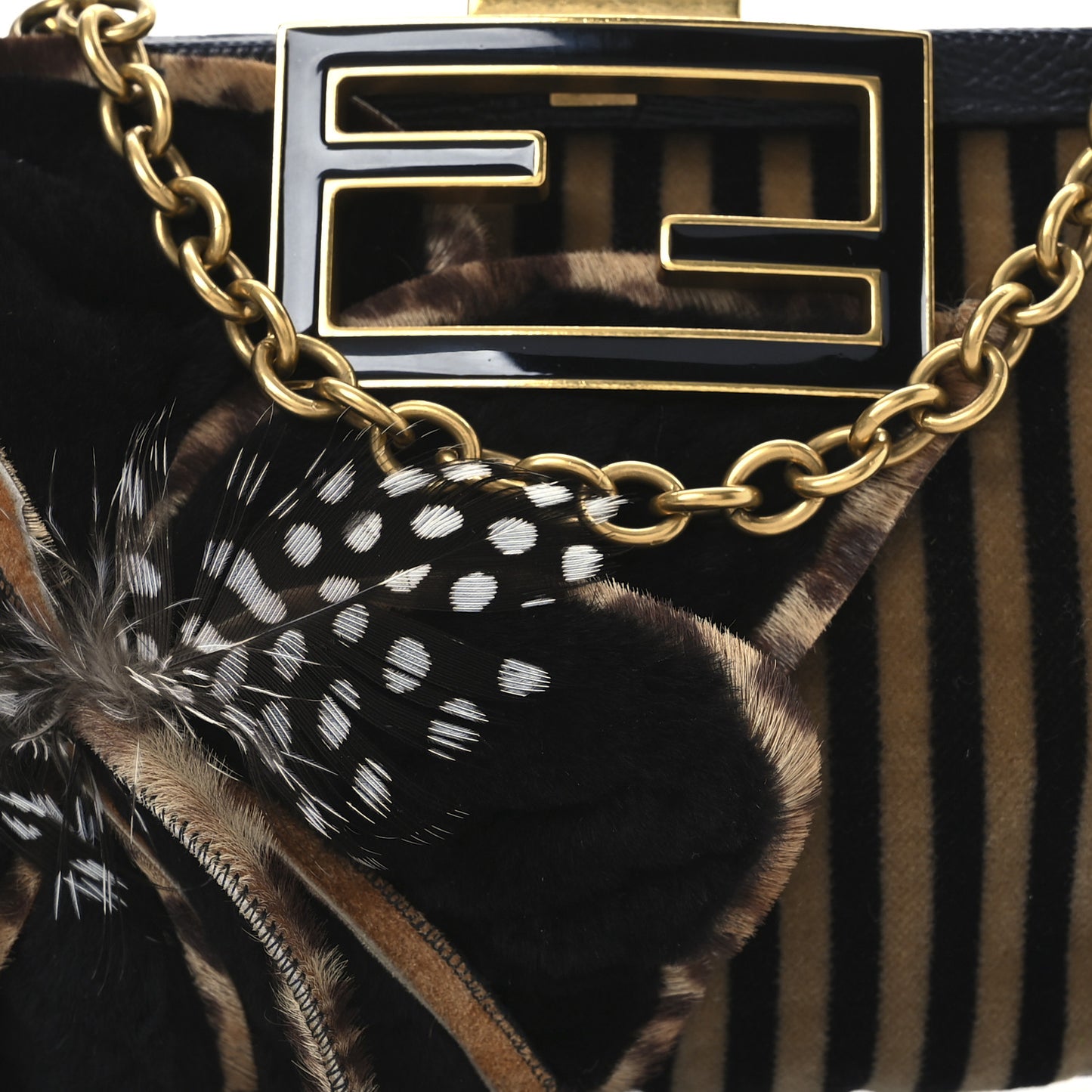 Velvet Mink Pequin Mini Frame Evening Bag Tan Black