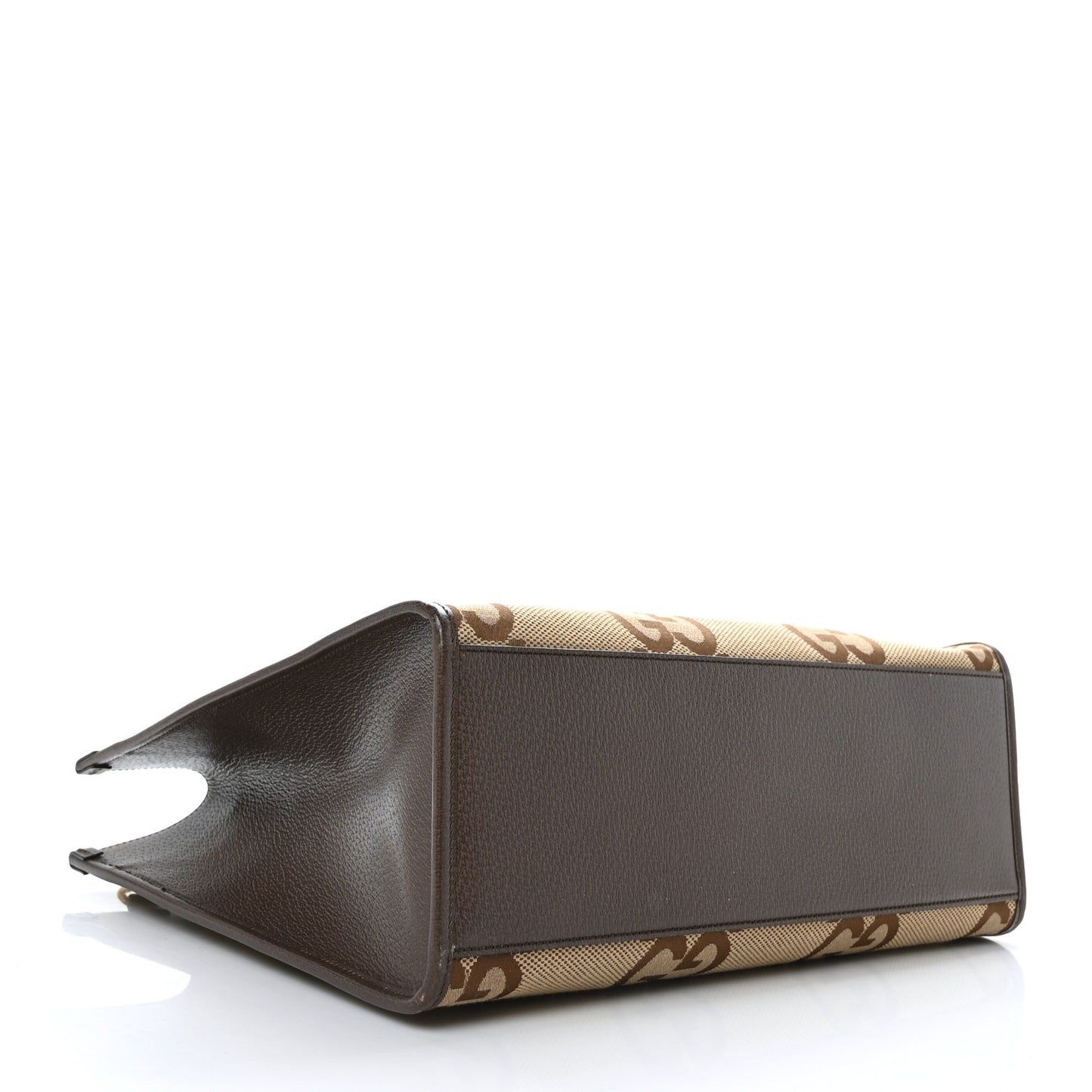Monogram Jumbo GG Textured Dollar Calfskin Web Tote Bag Camel Ebony New Acero