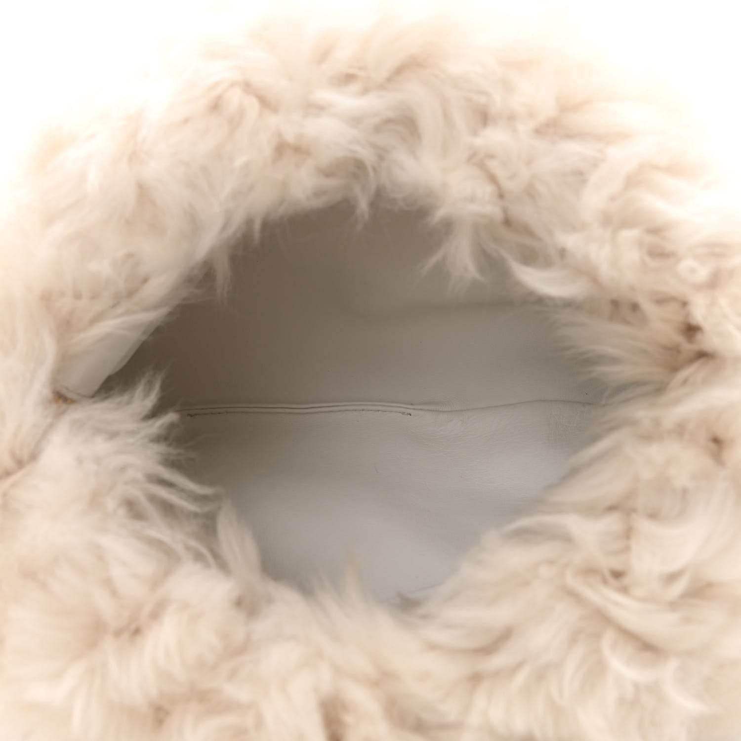 Bottega Veneta Shearling Lambskin The Pouch Chain White 5 of 8