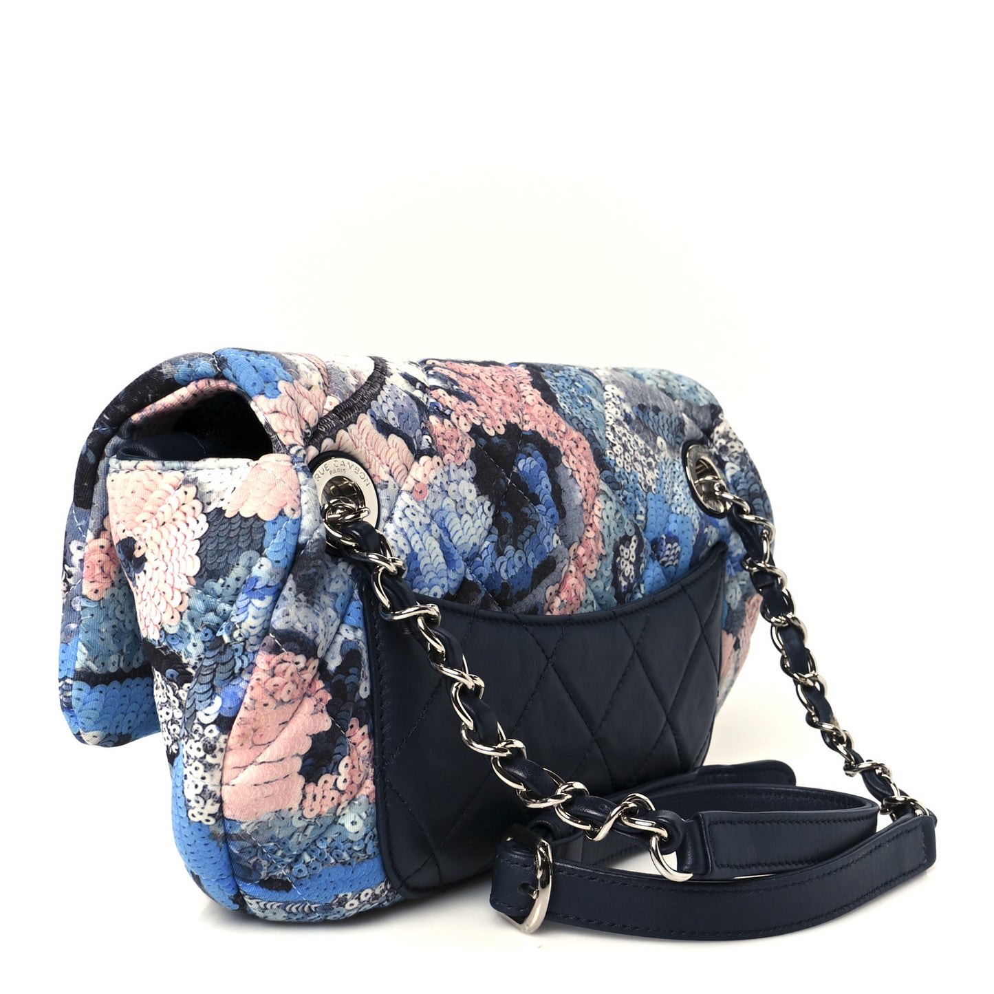 Canvas Sequin Print Quilted Waist Bag Multicolor