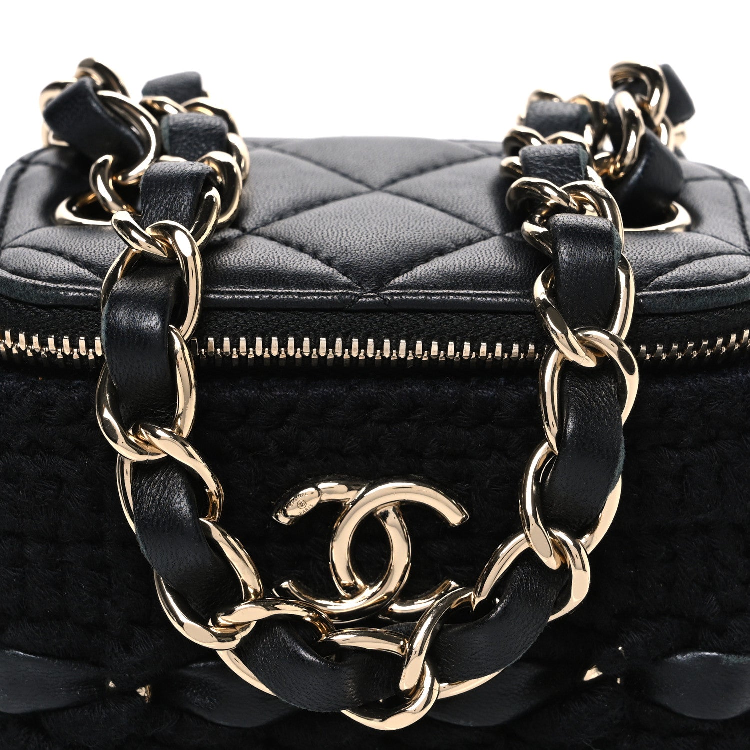 Chanel Lambskin Crochet Quilted Mini Vanity Case With Chain Black 8 of 10
