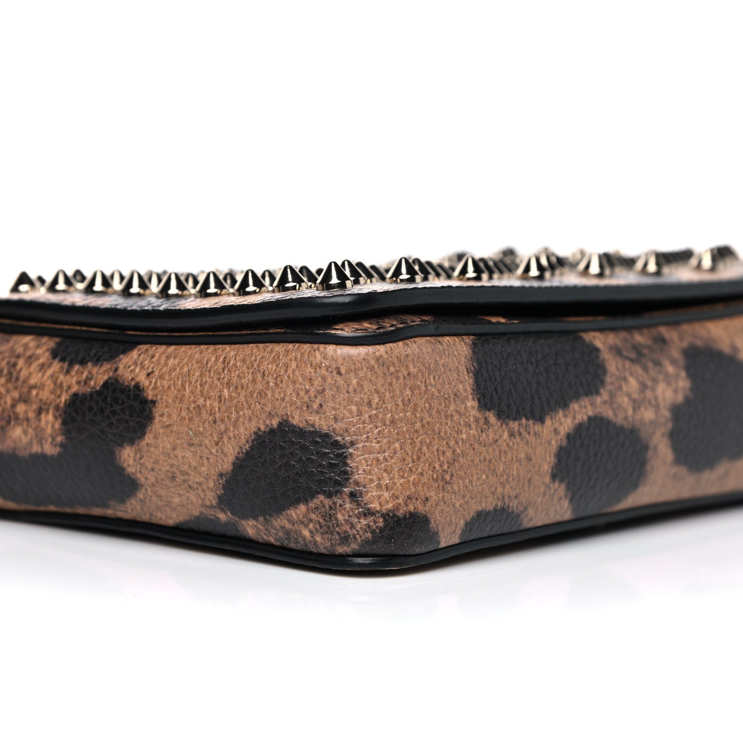 Christian Louboutin Calfskin Empire Leopard Spiked Zoompouch Crossbody Brown Gold 9 of 14