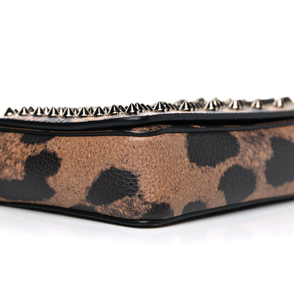 Christian Louboutin Calfskin Empire Leopard Spiked Zoompouch Crossbody Brown Gold 9 of 14