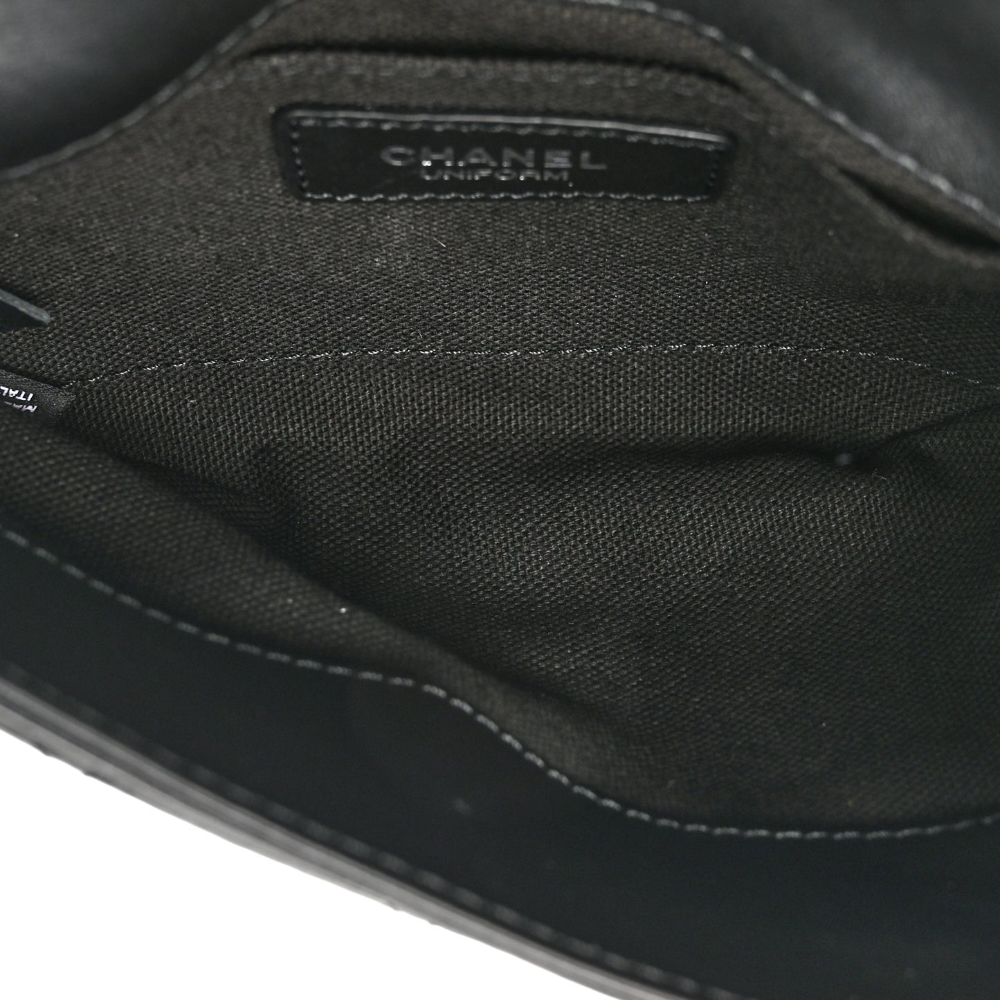 Calfskin Quilted CC Uniform Flap Belt Bag Black