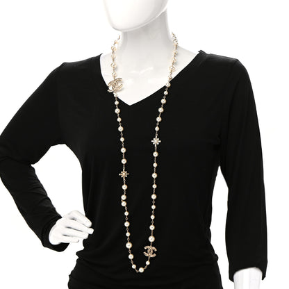 Chanel Graduated Pearl Crystal CC Necklace Gold 2 of 8