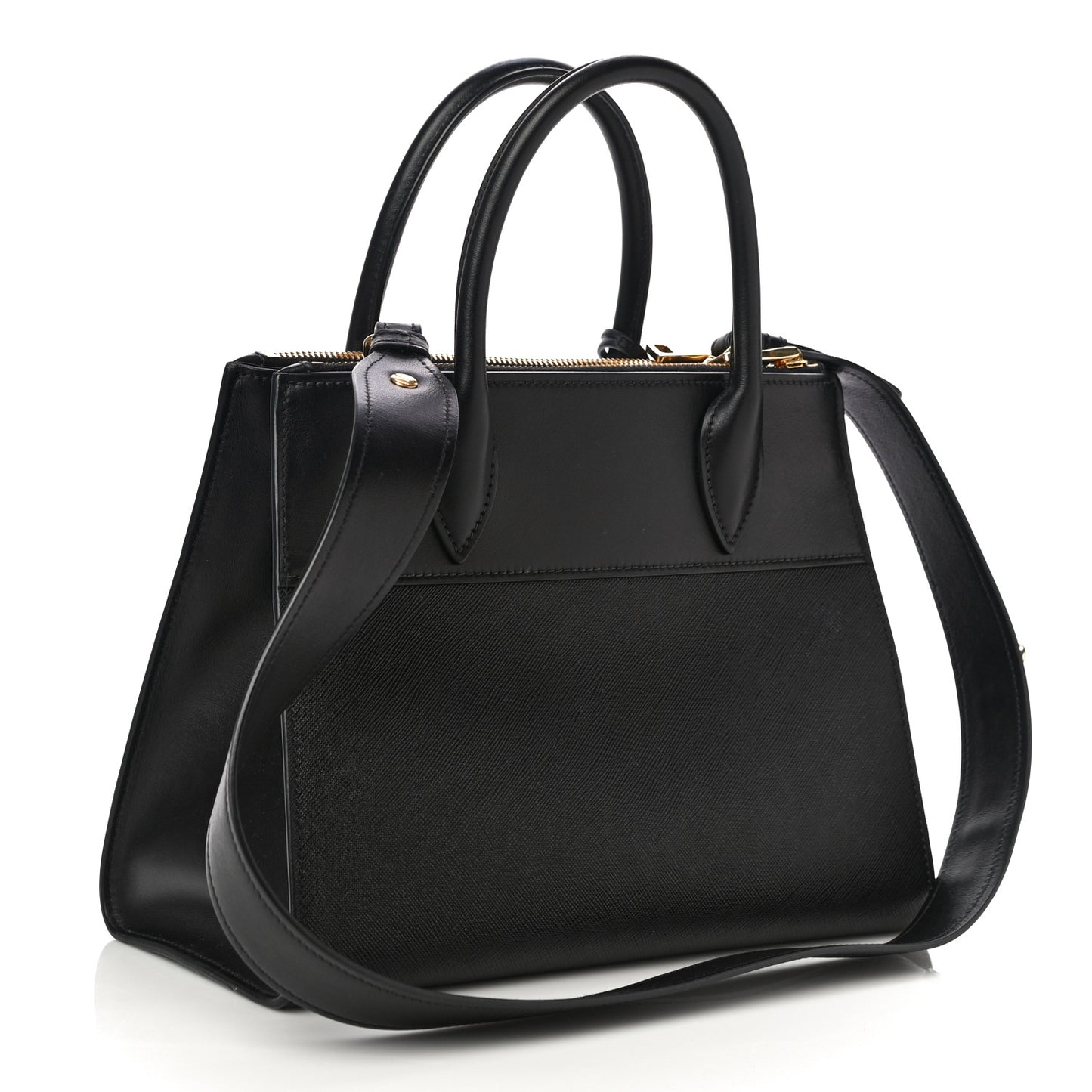 Saffiano City Calfskin Small Paradigme Bag Black