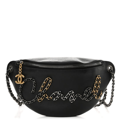 Chanel Calfskin Chain 20s Signe Waist Bag Black 1 of 15